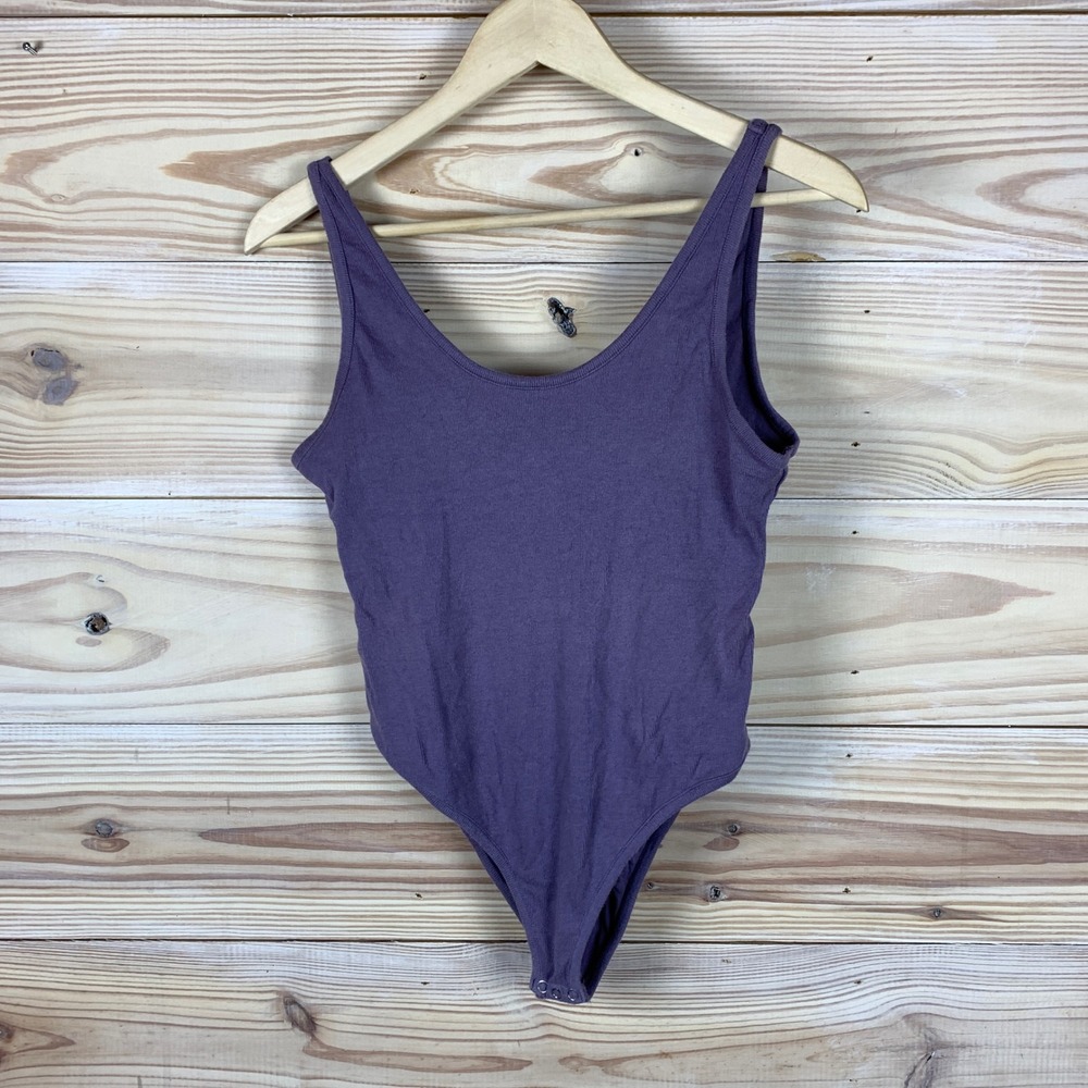Intimately Free‎ People Bodysuit Women Medium Purple Ribbed Scoop Neck